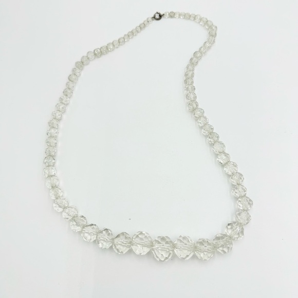 Vintage Large Clear Crystal Beaded Necklace - Picture 3 of 8